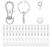 moinkerin 120 Piezas Anillas Llaveros Set, 30 llaveros con cadena, 30 mosquetones, 30 anillas y 30 pasadores de rosca para Bricolaje, Resina y Joyería