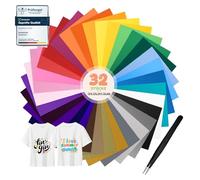 moinkerin 32 Colores Vinilo Textil Termoadhesivo con Pinza Acero 30.5X20.5cm Vinilo para Textil,Todas las Máquinas de Corte para Camisetas Prendas de Vestir Sombreros Tejidos(32 Piezas)