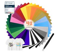 moinkerin 42 Piezas Vinilo Textil Termoadhesivo con Pinza Acero 30.5X20.5cm Vinilo para Textil,Todas las Máquinas de Corte para Camisetas Prendas de Vestir Sombreros Tejidos(20 Colores)