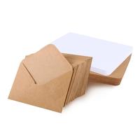 moinkerin 50 Piezas Cartulina Kraft A6 10.5X14.8CM 250g/m² Papel Kraft Tarjetas Con 50 C6 Sobre Tarjetas de Papel Kraft para DIY,Invitaciones de boda,Tarjetas de Agradecimiento