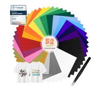 moinkerin 52 Piezas Vinilo Textil Termoadhesivo con Pinza Acero 30.5X25.4cm Vinilo para Textil,Todas las Máquinas de Corte para Camisetas Prendas de Vestir Sombreros Tejidos(20 Colores)