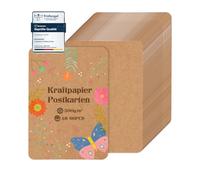 moinkerin 60 Piezas Cartulina Kraft A6 10.5X14.8CM 300g/m²Imprimible Papel Kraft Tarjetas Tarjetas de Papel Kraft para DIY,Invitaciones de boda,Tarjetas de Agradecimiento