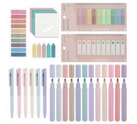 moinkerin 900 Piezas Notas Adhesivas con 12 Piezas Subrayadores Pastel con 6 Bolígrafo de Tinta de Gel para Marcapáginas,Estudiar,Oficina,Escuela Planificador Memo
