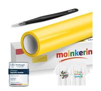 moinkerin Amarillo Vinilo Termoadhesivo Textil y Vinilo Textil Termoadhesivo 30.5x200cm con Pinza Acero - PVC para Planchar Camisetas DIY y Telas