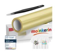 moinkerin Dorado Vinilo Termoadhesivo Textil y Vinilo Textil Termoadhesivo 30.5x200cm con Pinza Acero - PVC para Planchar Camisetas DIY y Telas
