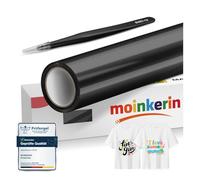 moinkerin Negro Vinilo Termoadhesivo Textil y Vinilo Textil Termoadhesivo 30.5x200cm con Pinza Acero - PVC para Planchar Camisetas DIY y Telas