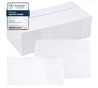 moinkerin Sobres, 100 unidades, sin ventana, formato largo, 220 x 110 mm, 120 g/m², color Blanco, adhesivo húmedo, para invitaciones, bodas, cumpleaños, felicitaciones navideñas