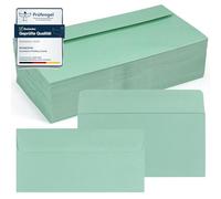 moinkerin Sobres, 100 unidades, sin ventana, formato largo, 220 x 110 mm, 120 g/m², color Verde, adhesivo húmedo, para invitaciones, bodas, cumpleaños, felicitaciones navideñas