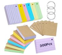 moinkerin Tarjetas de 400 unidades, 4,92 x 2,95 pulgadas, multicolor, tarjetas de aprendizaje con 6 anillas, 8 tarjetas de papel kraft para oficina, casa, escuela, aprendizaje (de colores, A7)