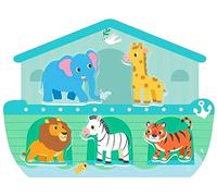 MoinKidz - Puzzle de 5 piezas Arca de Noé, escena religiosa de madera para niños de 3 a 5 años, juguete educativo preescolar de la Biblia cristiana para niños pequeños