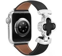 MOINSPIRE Correas magnéticas de cuero para mujer para Apple Watch Lucky Four-Leaf Clover, lindas y elegantes correas de reloj de diseño delgadas compatibles con iWatch Series 11/10/9/8/7/6/5/4/3/2/1