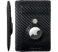 MOIRENTO Cartera AirTag - Diseño delgado de fibra de carbono para hombres y mujeres - Bloqueo RFID con 5 ranuras para tarjetas - Cartera inteligente con soporte para AirTag - Cartera Apple AirTag y