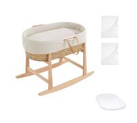 Moisés completo para bebé (vestidura de algodón gofre renard + colchón perforado + estructura balancín + regalo 2 bajeras impermeables)