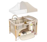Moisés de bebé 5 en 1 paquete y juego, cuna ajustable al lado del sueño configuración de un segundo y una mano, corral portátil plegable para recién nacidos, bebés y niños pequeños con cambiador