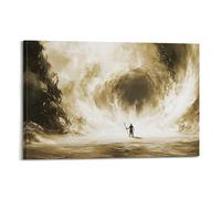 Moisés partiendo el mar rojo paisaje impresión artística para pared, arte artístico de pared del antiguo testamento éxodo bíblico escena bíblica póster inspirador versículo bíblico cristiano