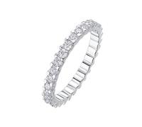 Moissanite Anillo de boda, anillos de compromiso serie de 2 mm redondos moissanita 9K/14K/18K oro blanco/Pt950 Platino Plata, 63 (20.1), Platino, Moissanita