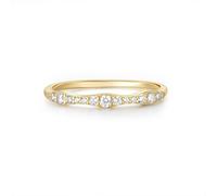 Moissanite - Anillo de compromiso para mujer, oro amarillo de 9/14 quilates, media eternidad, moda elegante, 16, Moissanita