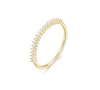 Moissanite Anillo de oro, anillos de compromiso para mujer, oro amarillo de 9 K/14 K, media eternidad, moda, elegante, cómodo ajuste, 62 (19.7), Moissanita