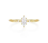 Moissanite Anillo de oro, anillos para mujer, oro amarillo de 9 K/14 K, marquesa para mujer, regalo de cumpleaños, 62 (19.7), Moissanita