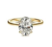 Moissanite Anillo de Oro Blanco, Anillo de Boda Mujer Anillo Solitario con Moissanite Ovalado 9K 14K 18K Oro Blanco