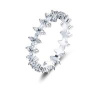 Moissanite Anillo de Oro Blanco, Anillo de Compromiso para Mujeres de Oro de 9 K/14 K Flor de la Eternidad Joyería para Mujer, 14, Moissanita