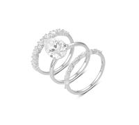 Moissanite Anillo de Oro Blanco, Anillos Mujeres Compromiso Juego de 3 Anillos de Oro Blanco 9K Anillo de Compromiso