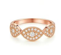 Moissanite Anillo de oro blanco, para mujer, anillos de hojas de infinito con moissanita, 9 K, 14 K, 18 K, oro blanco, 16, Oro rosa de 14 quilates, Moissanita