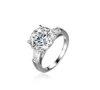 Moissanite Anillo Eternity, anillos de mujer de talla redonda con cuatro garras y moissanite de 5 quilates, oro blanco de 9/14 K/18 K, plata, 18, Oro blanco 585 de 14 quilates, Moissanita