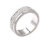 Moissanite Anillo Eternity, Promise Ring For Men Luxuringe Trauringe 9/14/18 kt Weißgold Zum Valentinstag, 61 (19.4), Moissanita