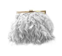 MOISTRI Mujeres Bolsos de noche de plumas y embragues Exquisita Borla Perla Bolsas para Boda Fiesta (7.87"*1.97"*5.91"(20CM*5CM*15CM), Pearl(Gris))