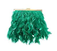 MOISTRI Mujeres Bolsos de noche de plumas y embragues Exquisita Borla Perla Bolsas para Boda Fiesta (7.87"*1.97"*5.91"(20CM*5CM*15CM), Pearl(Verde))