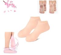 Moisturizing Foot Mask Exfoliating Silicone Socks Beach Protective Socks, Women Foot Spa Pedicure Silicone Socks, Silicone Moisturizing Socks for Dry Cracked Feet Women (one size,1pair-A)
