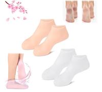Moisturizing Foot Mask Exfoliating Silicone Socks Beach Protective Socks, Women Foot Spa Pedicure Silicone Socks, Silicone Moisturizing Socks for Dry Cracked Feet Women (one size,2pair-C)