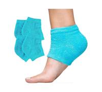 Moisturizing Heel Socks Gel Lined Fuzzy Toeless Spa Socks to Heal and Treat Dry, Cracked Heels While You Sleep (Blue)2pcs