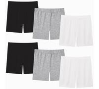 Moitiy Pantalones de ciclismo para niños, pantalones cortos para niñas, pantalones de deporte, pantalones cortos para niños, 2-12 años, 6 pares, negro, gris y blanco, 5-6 años