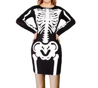 Moiuguli Disfraz Halloween Mujer, Sexy Disfraz de Mono Esqueleto Mujer Adulto con Cremallera Escondida Cuello en V para Terror Halloween Fiesta de Disfraces Carnaval Cosplay Mujeres