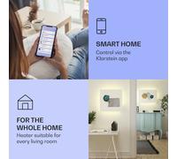 KLARSTEIN Radiador Electrico Bajo Consumo Infrarrojos, Estufa Pared 750W, App y WiFi, Detección Ventana Abierta, Temporizador, IP44, Emisor Termico, Radiadores Bajo Consumo Electricos sin CO2