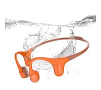 Mojawa Run Plus Auriculares de Conducción Ósea, Diseño Abierto, Bluetooth 5.2, MP3 32GB, IP68 Impermeables, Micrófono ENC, para Natación, Running, Ciclismo, Senderismo, Gimnasio y Uso Diario - Naranja