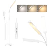 Mojimdo 120 LED Touch Control Lámpara de pie [3 colores y 10 brillos] Slim LED Lectura Lámpara de pie, 1H Temporizador Lectura Lámpara para oficina-Adaptador incluido