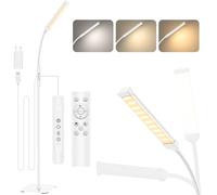 Mojimdo Touch Control Lámpara de pie con mando a distancia [3 colores y 10 brillos] Lámpara de pie LED delgada, 1H Temporizador Lectura Lámpara para oficina-Adaptador incluido