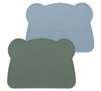 MOJINL Mantel individual infantil de silicona, lavable, antideslizante, sin BPA, resistente a la suciedad, para niños y niños pequeños (azul lejano, verde amarillo)