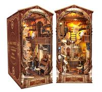 MOJINO Book Nook DIY Miniature House, Casa de Muñecas Madera Madera con Muebles y Luces LED Libro de Madera Nook Juego para Adultos (Mundo magico)
