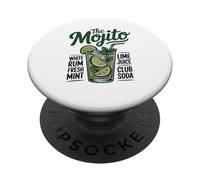 Mojito Cocktail Recipe Graphic tee Lime Mint Rum Soda PopSockets PopGrip Adhesivo