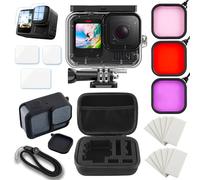 MOJOGEAR Kit de accesorios compatible con GoPro 13 - Carcasa impermeable Go Pro - Filtro de inmersión - Estuche de almacenamiento - Funda protectora de silicona - Insertos antivaho - Juego de