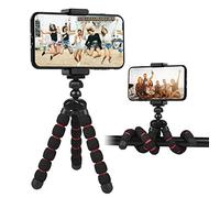 MOJOGEAR Mini trípode Flexible con Patas de gomaespuma - hasta 17 cm de Alto - Incluye Soporte para teléfonos Inteligentes de hasta 8,4 cm de Ancho - Negro/Rojo