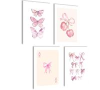 mojoliving Aura Póster Aesthetic Room Decor Room Decor y2k Preppy Room Decor Imágenes Estéticas (Póster Aesthetic Rosa Lazos, Juego de 4 pósteres A4 (21 x 30 cm) | sin marco)