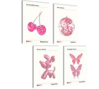 Mojoliving Aura Póster Aesthetic Room Decor y2k Preppy Imágenes Esthetic (Pink Retro, Juego de 4 x A4 21 x 30 cm | Sin Marco)