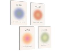 mojoliving Aura Poster Set Aura Pictures Body Mind Soul Heart Aesthetic Style Preppy Room Decor Y2K Poster Estética Yoga Poster Ley de Atracción Manifestación Juego de Póster