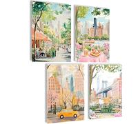 Mojoliving Imágenes de Nueva York, Póster en Blanco y Negro, Mural con Taxi, 4 x A4 (21 x 30 cm), Sin Marco