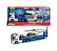 MOJORETTE - Grand Series Camión Policial Volvo FH-16 (35 cm) y Helicóptero Airbus H135 (25.5 cm), Escala 1:43, Fabricado en Metal y Plástico, con Licencia de Volvo y Airbus (213716000038)